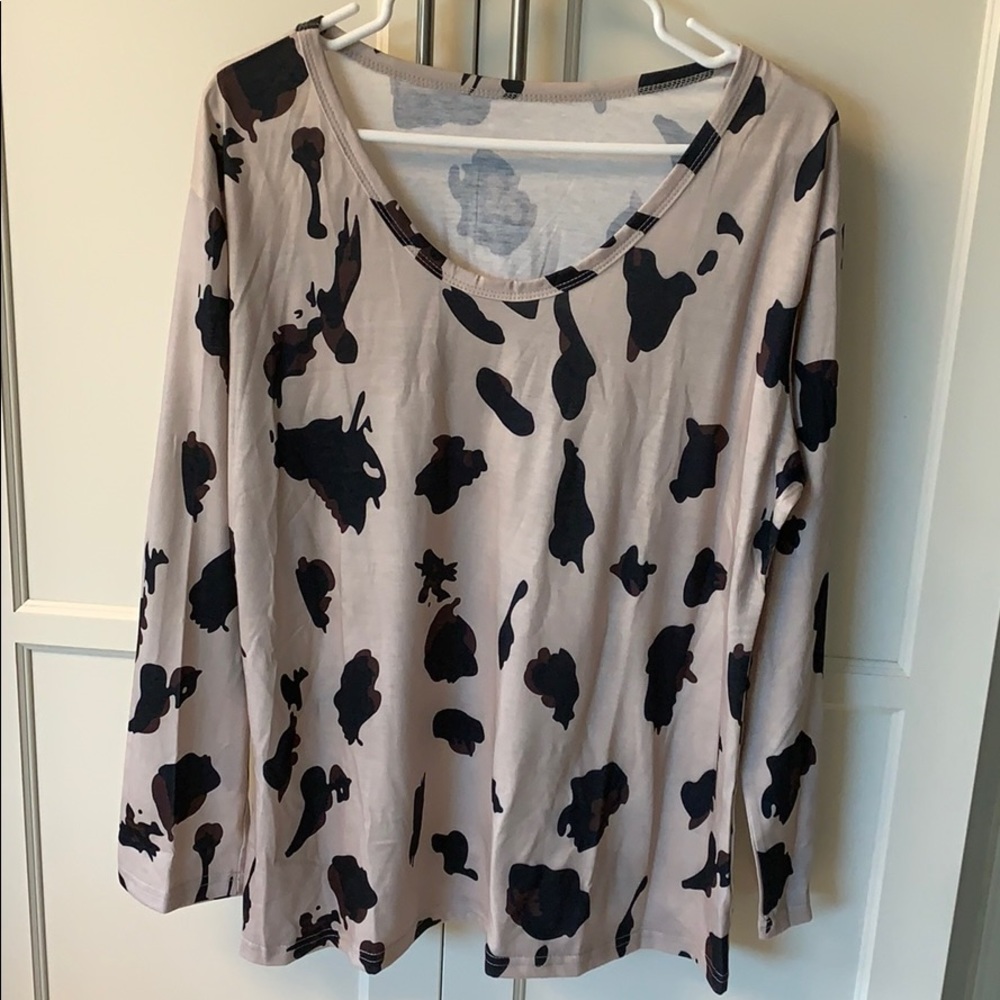 Khaki & black Leopard V- Neck tunic